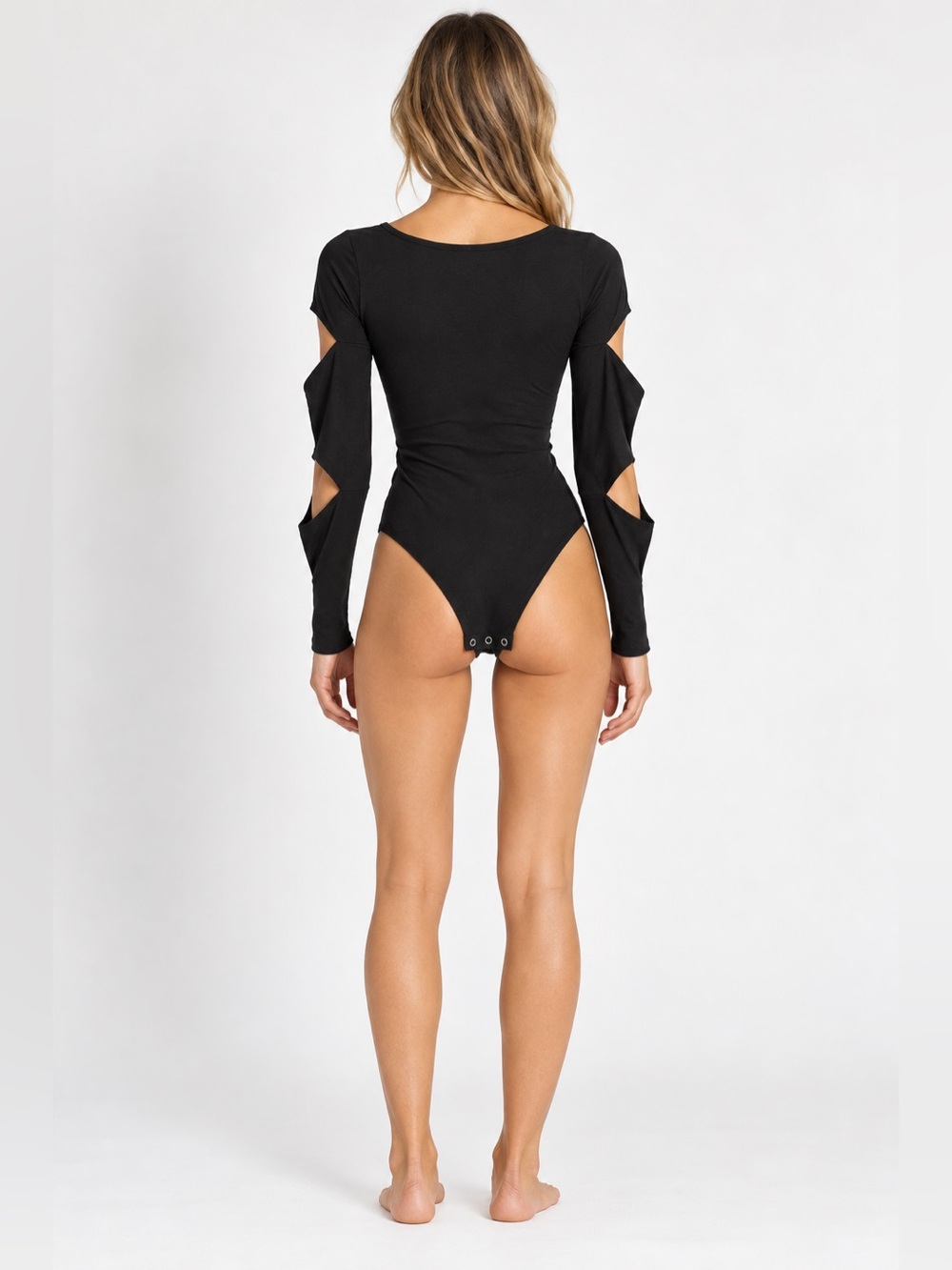 Chaser Black Long Sleeve Cutout Bodysuit Snap Closure | Size XS - Picture 3 of 10